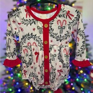 Festive Baby Romper with Red Accents
